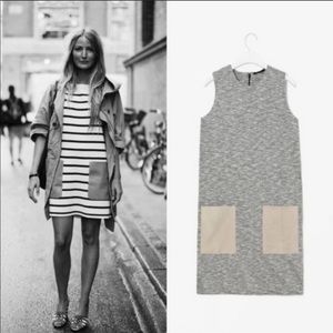 COS Leather Pocket Shift Sleeveless Marled Dress